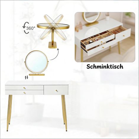 Table de travail avec 3 tiroirs,bureau informatique,coiffeuse (seulement avec table de maquillage et chaise)