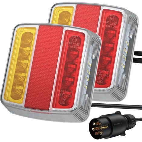 2 Stück Rückleuchten mit 18 LEDs, E-Prüfzeichen IP65, 7,5 m Kabel, 7-poliger Stecker für Anhänger, LKW und Transporter (1/5)
