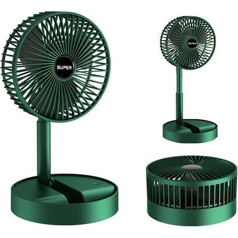 1 tragbarer, faltbarer Standventilator mit 3 Geschwindigkeitsstufen, 2000-mAh-Akku, 16,5 cm Durchmesser, ideal für Büro, Camping und Outdoor-Aktivitäten (1/5)