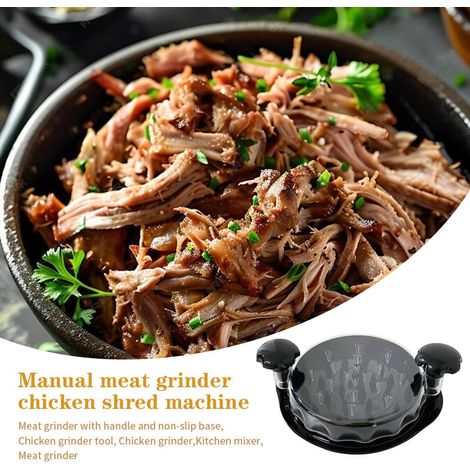 tritacarne manuale, tritacarne per pollo, manico ergonomico con coperchio trasparente, 25 cm, grande tritacarne manuale, lavabile in lavastoviglie, adatto per tritare carne di maiale, pollo e manzo (r (1/4)