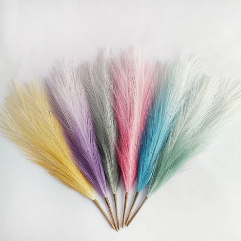 Lot de 8 brins d'herbe de la pampa artificielle, décoratifs et polyvalents, dégradés de bleu, style moderne, pour vases, décorations pour la maison, le bureau et les fêtes.