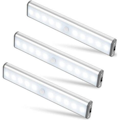 NALOOKAMIC Lot de 3 lampes LED rechargeables sans fil – Détecteur de mouvement – 100 lumens – Lumière blanche 6000K – Installation facile sur surfaces métalliques (1/4)