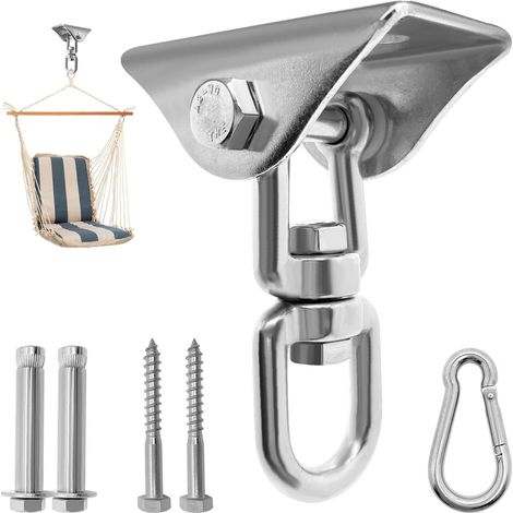 1 Crochet Plafond Acier Inoxydable 304, Rotation 360°, Charge 450 kg, Pour Sac De Frappe, Hamac, Balançoire (1/5)