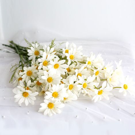 Bouquet de fleurs marguerites artificielles blanches laiteuses pour décoration salon salle à manger chambre bureau (1/5)