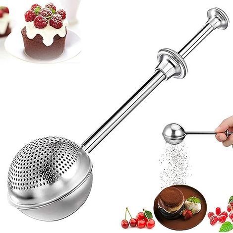 longziming - Tamis à main - Tamis de cuisine - Utilisation à une main - Tamisage et saupoudrage de précision - Acier inoxydable - Design compact - Confort ergonomique pour un usage quotidien - 1 pièce (1/5)