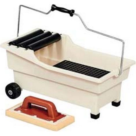 1PZ vaschetta lavaggio "pulirapid" lt.20 kit griglia 3 rulli e 1 frattone - cm.56x30x30h. - portata lt.20