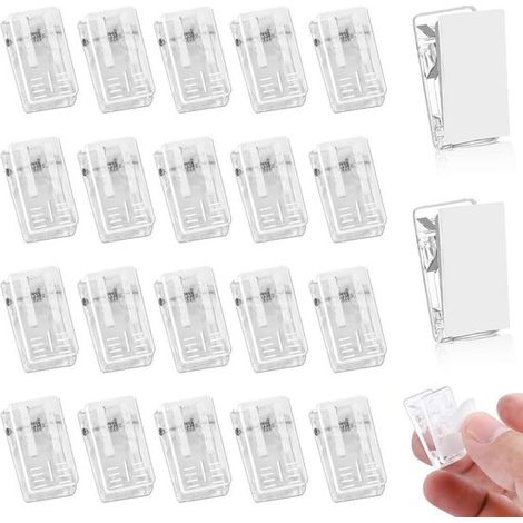 20 clip in acrilico trasparenti - Clip autoadesive per cartelle/banner - Clip per piante da parete - Ganci per poster - Clip a molla - per coperte/poster (1/5)
