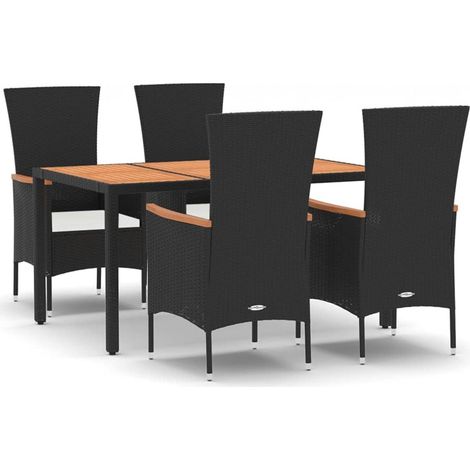 Maison Exclusive - 5-tlg. Garten-Essgruppe mit Kissen Schwarz Pol