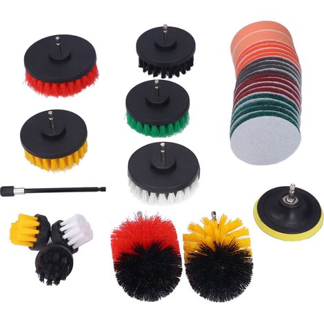 Kit de nettoyage auto avec brosses et tampons à récurer, éponges et nettoyeur haute pression, pour tous vos besoins de nettoyage. (1/5)