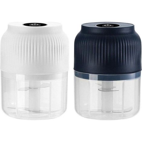 Presse-ail électrique 300 ml / Hachoir à ail/oignon, robot culinaire sans fil, équipé de 4 lames tranchantes. Convient pour (1/4)