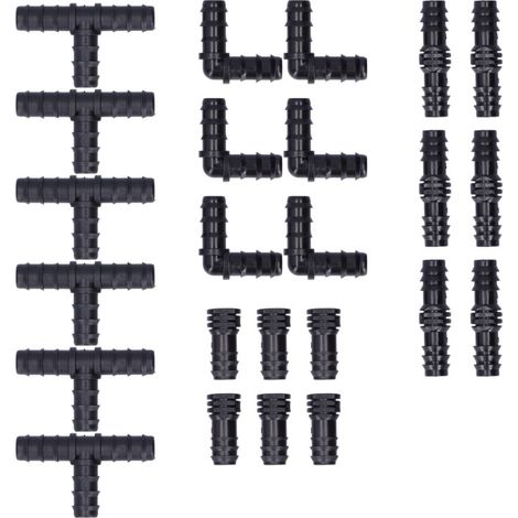 Set mit 24 Verbindungsstücken für Tropfbewässerungssysteme, mit Widerhakenverbindern für 1/2-Zoll-Schläuche, ideal für Gewächshäuser und Gärten. (1/5)