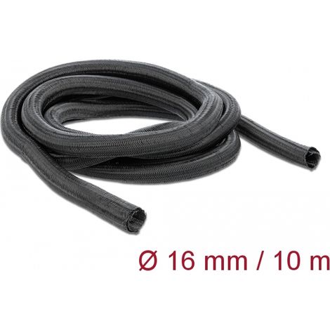 Delock Funda trenzada de cierre automático 10 m x 16 mm, color negro