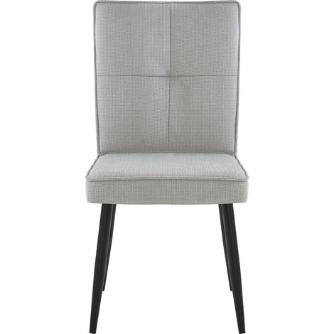 Lot de 2 chaises de salle à manger en tissu motif pied-de-poule gris clair, assise rembourrée et pieds en métal noir pour cuisine, salon et bureau CHICFURN (1/5)