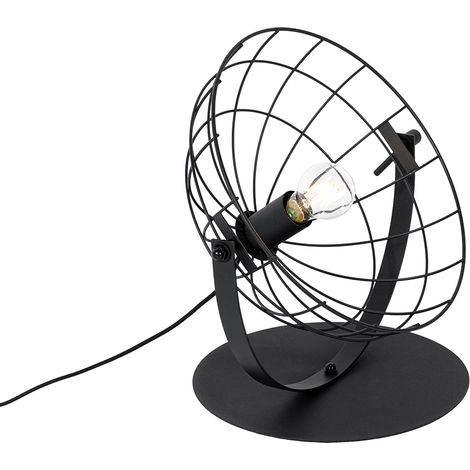QAZQA Industrial Lámpara de mesa industrial negra regulable - Hanze Acero Redonda Adecuado para LED Max. 1 x 60 Watt