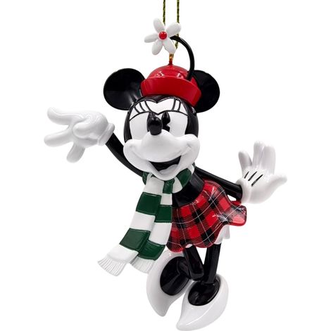 Decorazione Natalizia 3D Minnie Vintage con Sciarpa 9cm Rossa Verde Peraga Christmas