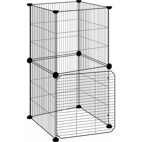 Maison Exclusive - Gabbia per Animali 8 Pannelli con Porta Nero 35x35x70 cm Acciaio (1/5)