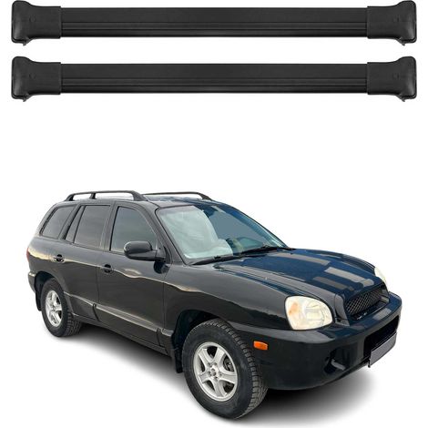 OMAC Aluminium Dachträger Querträger für Hyundai Santa Fe I 2001-2006 – Max. 75 kg – 2 Stangen Schwarz (1/5)