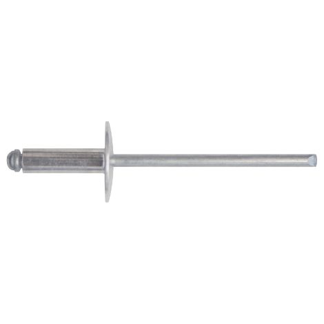 Confezione 100 rivetti corpo in alluminio   4x13 mm chiodo in acciaio zincato a testa larga