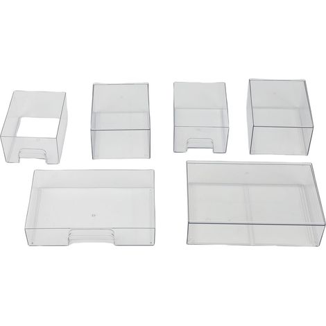 Bacs Rangement Empilables Clair Acrylique – Organisateur Maquillage Boîte Présentation Salle de Bain Coiffeuse Bureau 1 Large + 2 Petit (1/5)