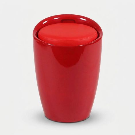 Taburete puf de ABS con cojín de polipiel Cliff - Rojo (1/2)