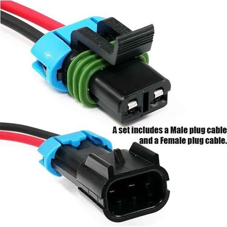 aqxreight Ensemble de Câbles de Connecteur Automatique Fiable à 2 Broches pour les Besoins Automobiles de 150 Mm de Solutions de Câblage électrique (3 ensembles)