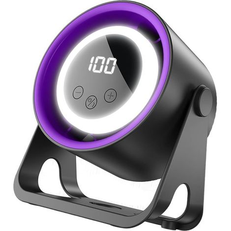 Ventilateur de table - Silencieux, portable, USB - Avec éclairage LED - Affichage numérique - Petit ventilateur de bureau - Noir (1/5)