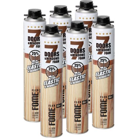 Mousse polyuréthane élastique FOME FLEX 7 Doors & Windows – montage portes & fenêtres, isolation & étanchéité – 750 ml – Lot de 6 pièces (1/5)