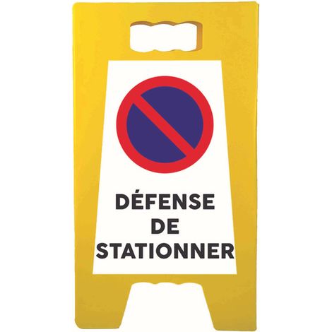 Chevalet de signalisation "DÉFENSE DE STATIONNER" de dimensions 55 x 31 cm