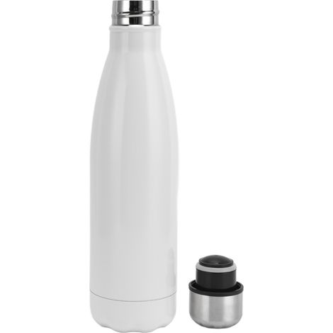 Gourde isotherme en acier inoxydable en forme de cola, idéale pour l'école, les sports de plein air, le camping, la randonnée et les voyages. Blanc éclatant. (1/5)