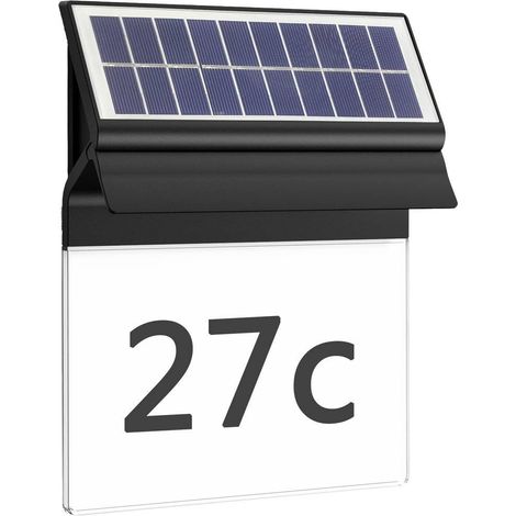 Applique murale solaire d'extérieur, 2,3 W, 2700 K, noire, verre dépoli, détecteur de mouvement, IP44 résistante aux intempéries (1/5)