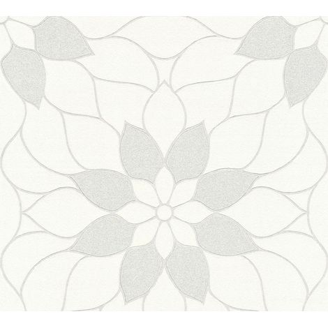 papier peint fleurs blanc et gris - A.S. Création (1/5)