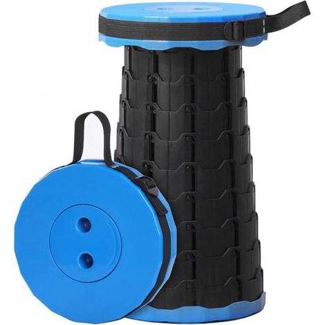 Bleu Tabouret de Camping Portable, Chaise Pliante rétractable Tabouret de Camping Pliable télescopique Pliable pour la pêche en Plein air randonnée Jardinage BBQ