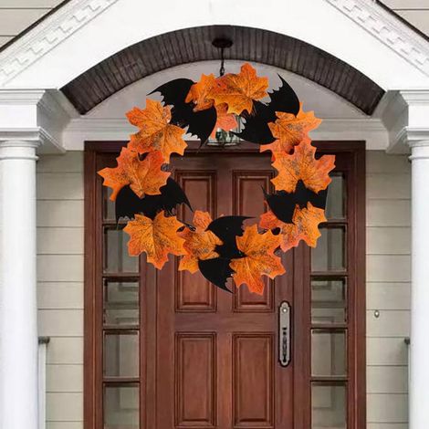 Guirlande De Chauve-Souris - Guirlande D'Automne En Forme De Feuille D'Erable - Décoration Pour Porte Fenêtre Intérieur Extérieur - 1 Pièce (1/5)