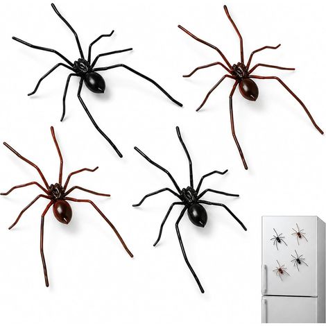 4 Aimants de Réfrigérateur Araignée 3D, Puceaux Animaux pour Frigo, Décoration Murale Halloween, Idée Cadeau pour Bureau, Garage, Voiture (1/5)