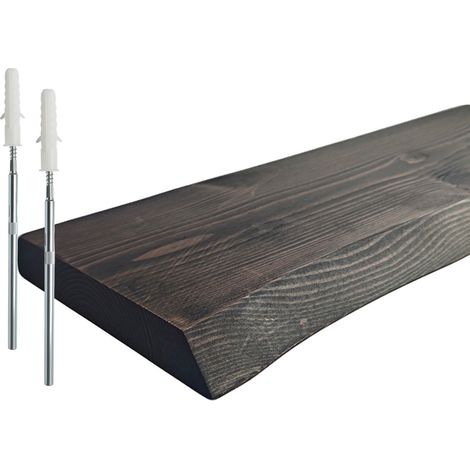 Regal aus Massivholz mit Baumkante - Rustikales, schwebendes Design
