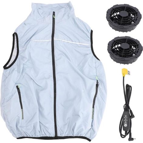 Chaleco refrigerante asistido acondicionado ajustable 3 posiciones Stufig Verstellbar, Poliéster, Leise Motoren, Für Baustelle Garten(4XL) (1/5)