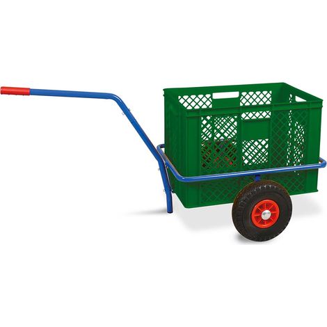 BRB Handwagen mit Kunststoffkorb, H 410 mm, grün, LxBxH 1250x640x660 mm, Tragkraft 200 kg (1/2)