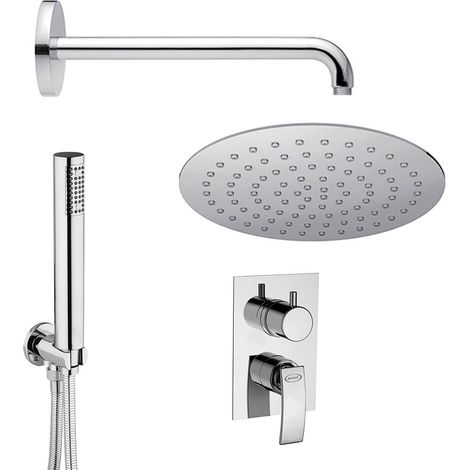 Set doccia Ray Jacuzzi Rubinetteria completo di braccio soffione ultrapiatto 20 cm doccetta e incasso doccia con deviatore (1/5)