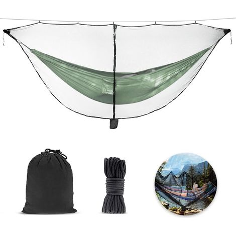 Camping-Hängematte mit Moskitonetz, doppelseitiger Reißverschluss, 360°-Insektenschutz, Reise-Hängematte für Garten und Outdoor-Aktivitäten (Hängematte nicht im Lieferumfang enthalten) (Schwarz)