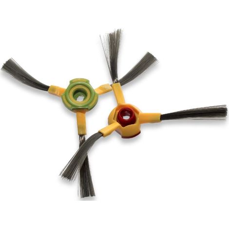 vhbw 2x Brosse latérale compatible avec Hoover RVC0011-001 robot aspirateur - Lot de brosses, gauche/droite, jaune / vert / rouge / noir