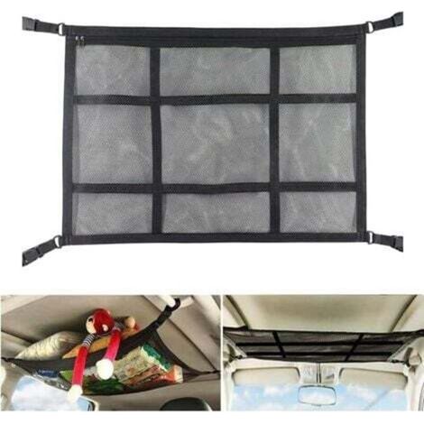 78 x 53 cm,Filet de rangement pour plafond de voiture, boucle en D réglable, organiseur de rangement pour toit de voiture, camion, SUV, voyage, voyage, camping, accessoires d'intérieur (1/4)