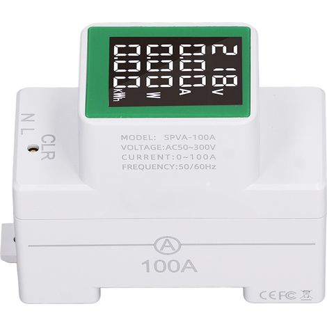 Compteur d'énergie numérique monophasé, testeur de consommation électrique, moniteur de consommation électrique, voltmètre, ampèremètre, multimètre, CA 50-300 V, 0-100 A (1/5)