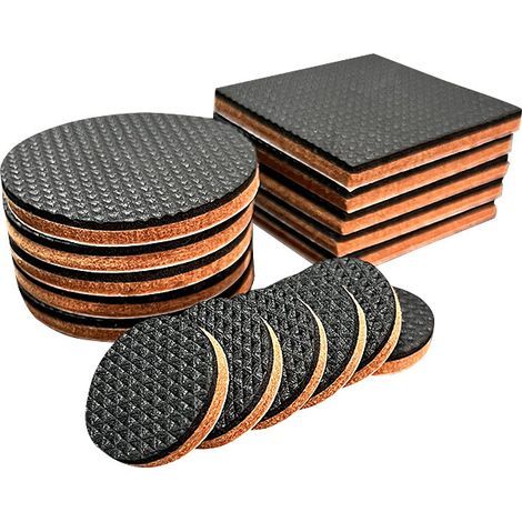 Set mit 40 rutschfesten Möbelgleitern, geeignet für Tisch- und Stuhlbeine. Gummiaufkleber für Möbelbeine, rutschfeste Bodenschoner (rund und quadratisch) – 3 cm (1/5)