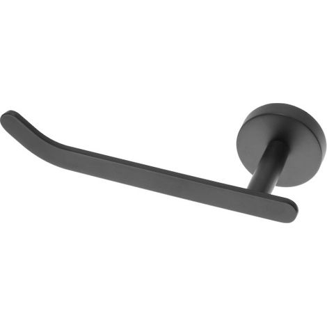 Portarotolo da bagno, accessorio da parete in acciaio nero opaco, serie Chic Black. (1/2)