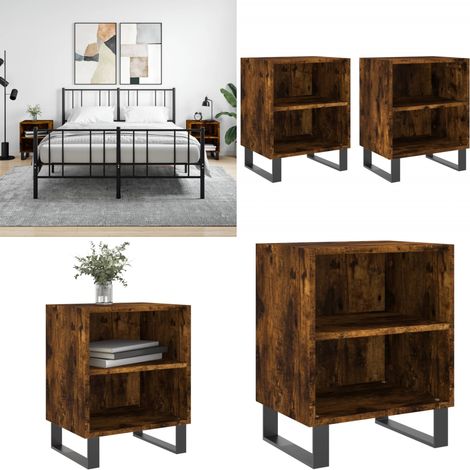 Nachttische 2 Stk. Räuchereiche 40x30x50 cm Holzwerkstoff - Holznachtttische - Schlafzimmermöbel - Nachttische Set - Wohnzimmer Dekoration - Beistelltisch - Home & Living (1/5)