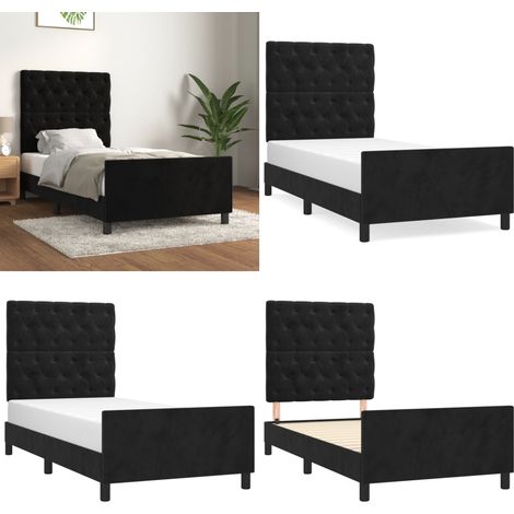 Bettgestell mit Kopfteil Schwarz 80x200 cm Samt - Samtbettwäsche - Schlafzimmer Dekoration - Boxspringbett - Doppelbett - Hochbett - Home & Living