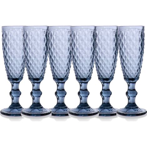 CALICE FLUTE DIAMANTE DA 140 CC IN COLORE BLU SET 6 PZ (1/2)