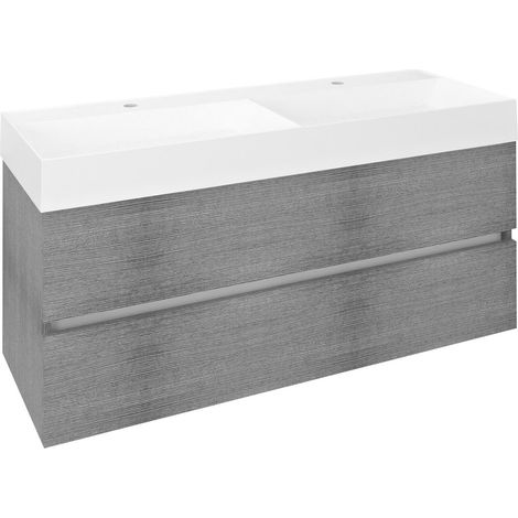 Meuble sous-vasque ODETTA 118x50x43,5cm, chêne argenté (1/5)