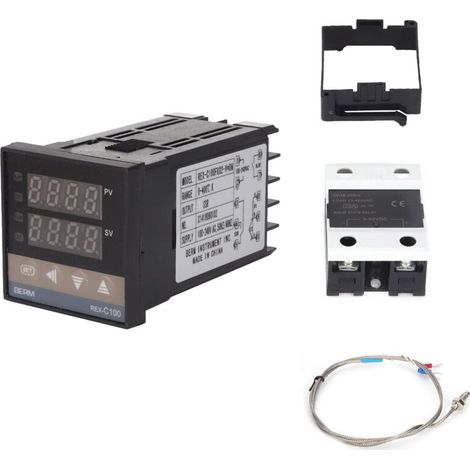 REX-C100 PID Contrôleur de Température, Thermostat Numérique Kit AC110V-240V, 0℃400℃, Régulateur de Température Numérique LED Digital avec Alarme (1/5)