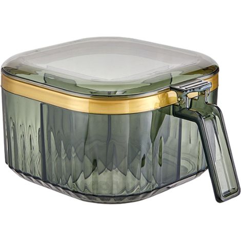 4 boîtes à épices avec couvercle, rangement transparent, cuillères incluses, format carré, pour cuisine domestique (1/5)